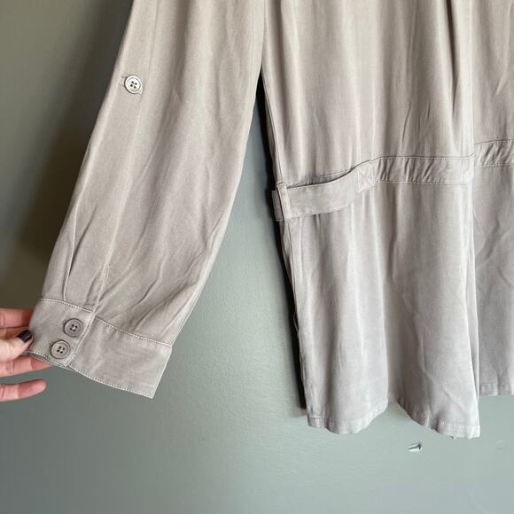 SUNDAYS SENNA ROMPER IN BRINDLE Size Large Taupe Grey Long Sleeve Utility Chic - Picture 15 of 16